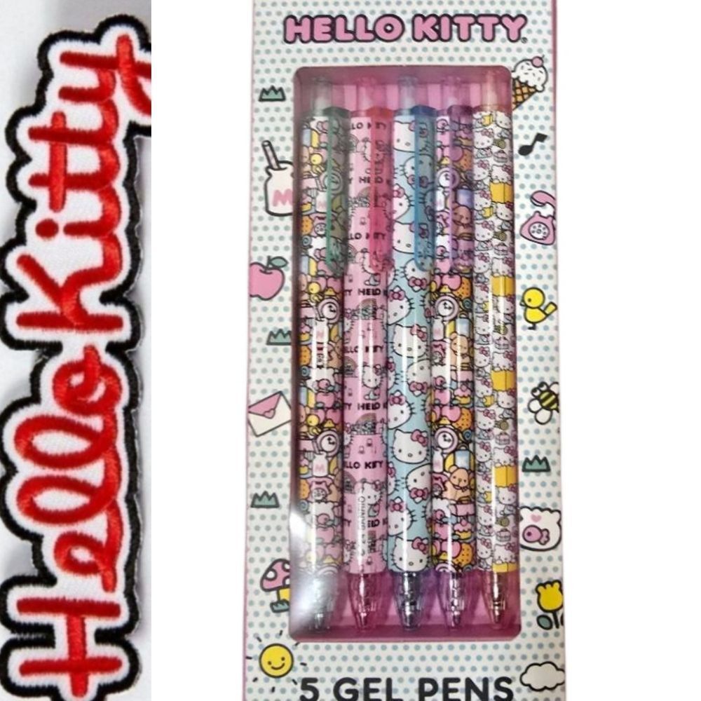 Hello Kitty Set Of 5 Logo Gel Pen Collection